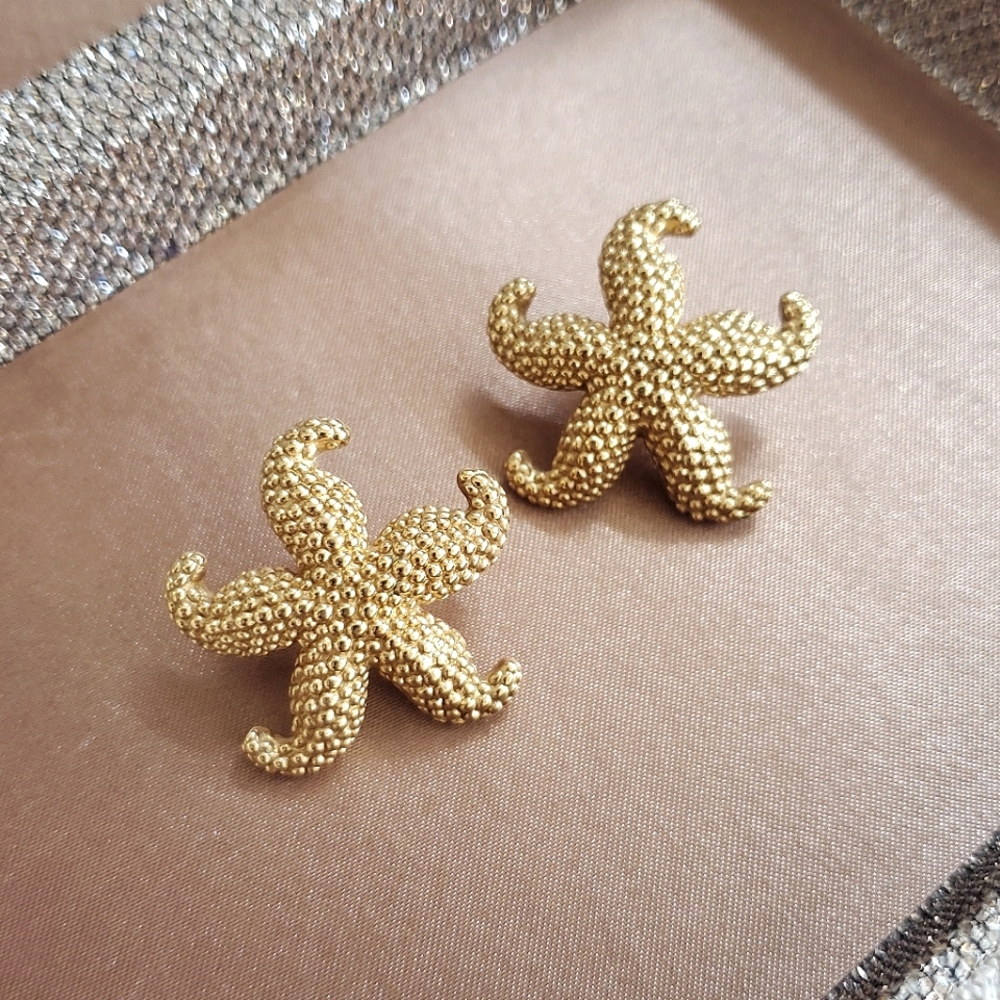 Vintage 14k Gold Starfish Earrings